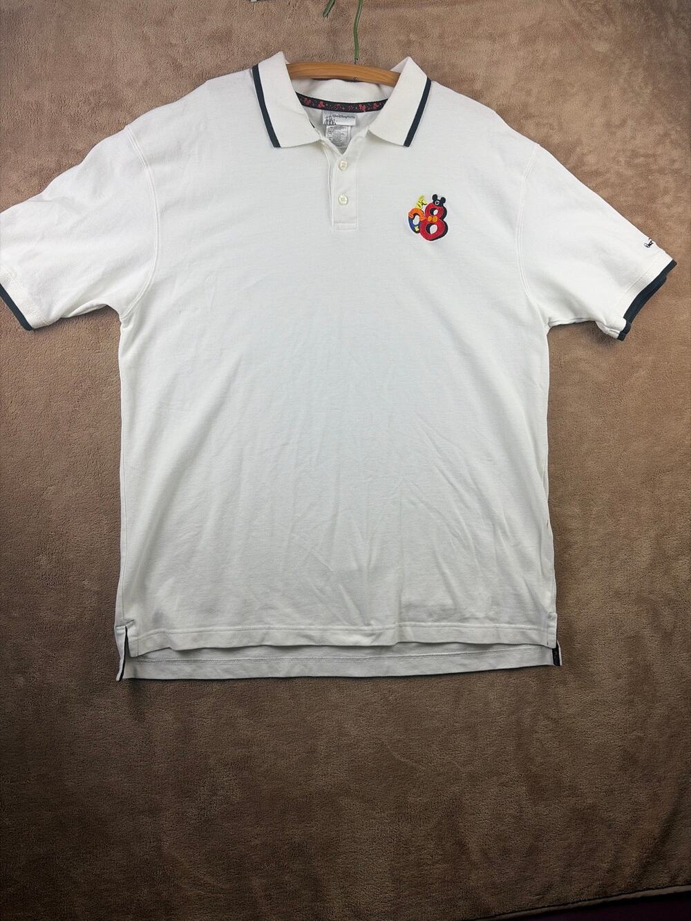 Vintage Disney Golf Polo Shirt Mens XL White Embroidered Mickey Mouse 2008 Y2K